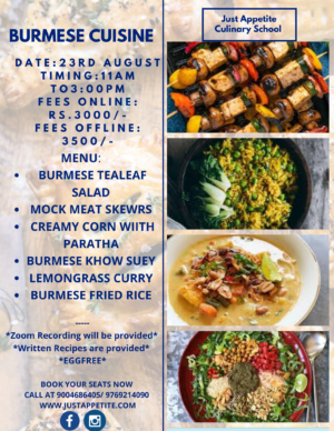 Burmese Cuisine Workshop (23rd August)