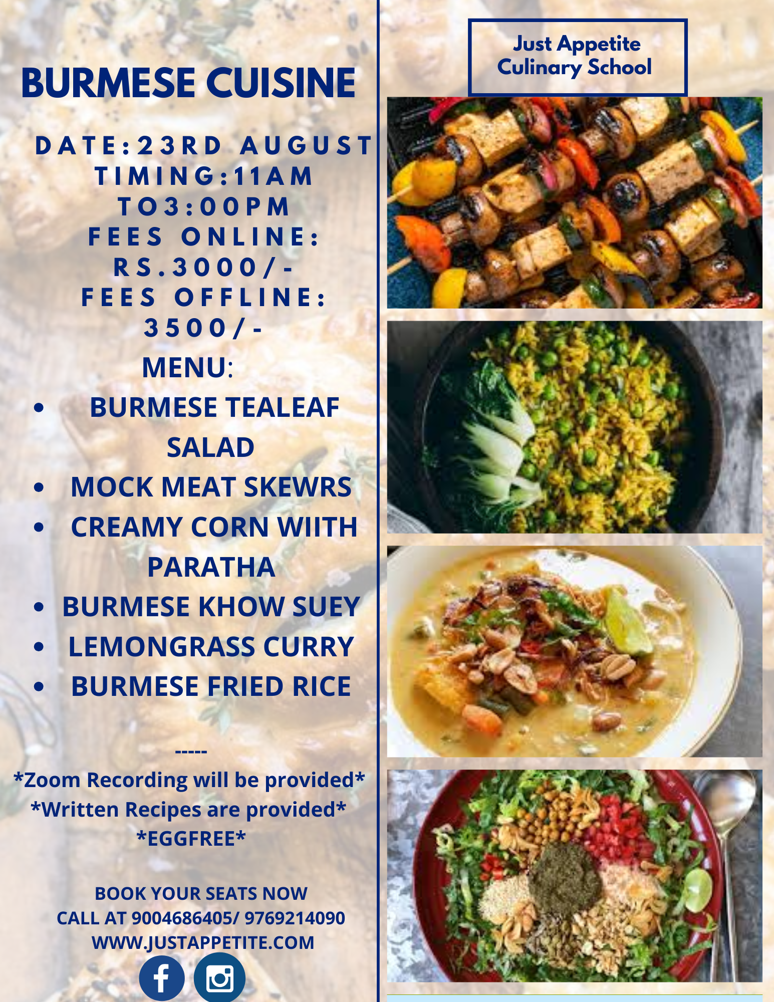 Burmese Cuisine Workshop (23rd August)