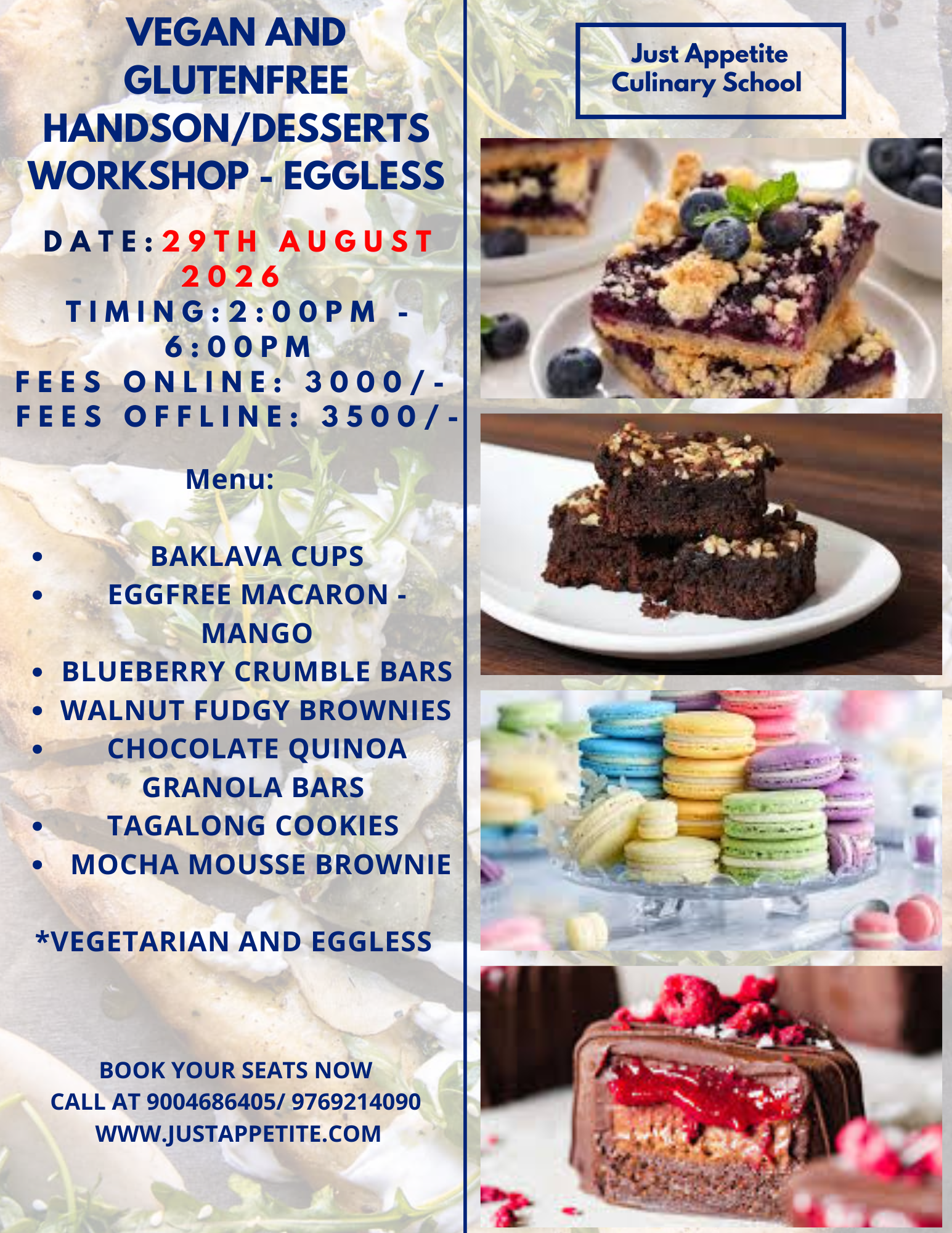 Vegan & Gluten free Dessert Workshop (29th August)