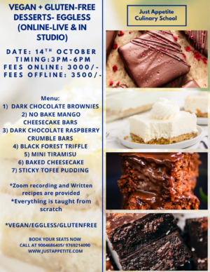 Vegan + Gluten Free Dessert Workshop - 14th October