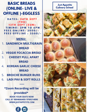 Breads Workshop - (13th Sept - Sun) (24th Sept - Thu)