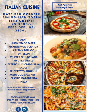 Italian Cuisine - 3rd October