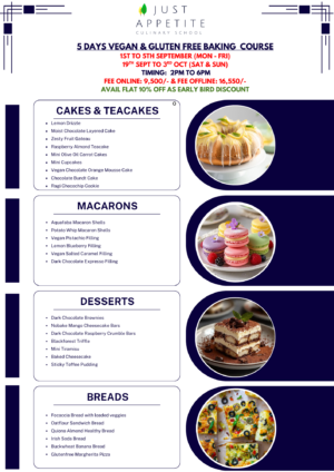 2 Days Vegan & Gluten free Cakes & Tea Cakes Workshop - (1st & 2nd Sept - Tue&Wed) (19th & 20th Sept - Sat&Sun)