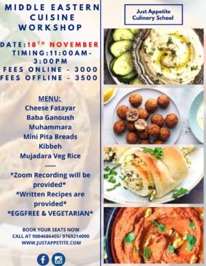 Middle Eastern Cuisine Workshop – 18th November
