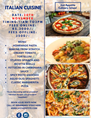 Italian Cuisine Workshop – 20th November