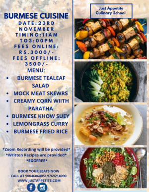 Burmese Cuisine Workshop – 23rd November