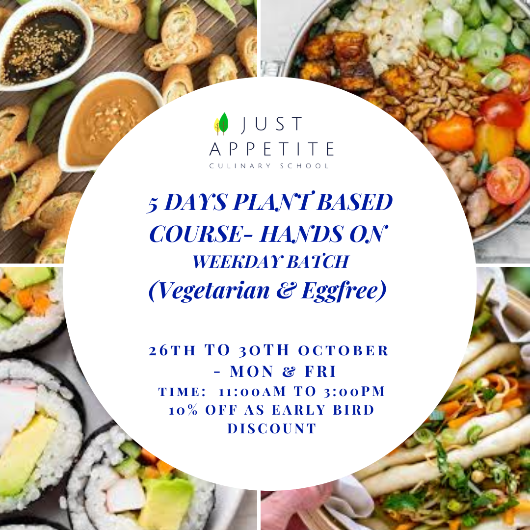5 Days Plants Based Cooking Course – 26th to 30th October