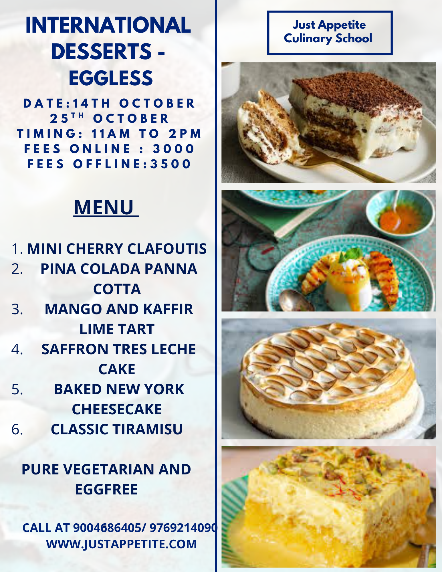 International Dessert Workshop - 14th October & 25th October